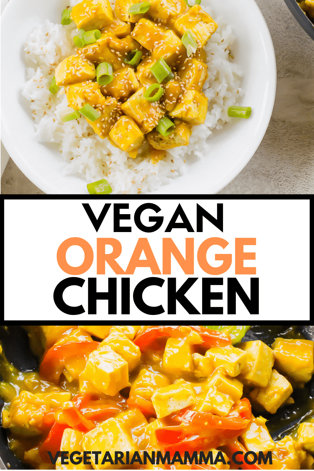 Vegan Orange Chicken is a delicious take on Panda Express Orange Chicken. It is an easy tofu recipe that your entire family will love! #pandaexpress #orangechicken #tofu #veganorangechicken #orangetofu
