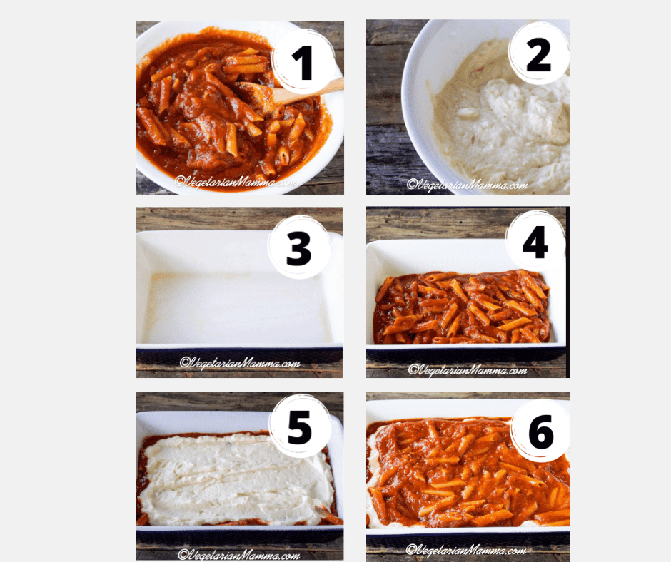 deconstructed lasagna collage of 6 steps
