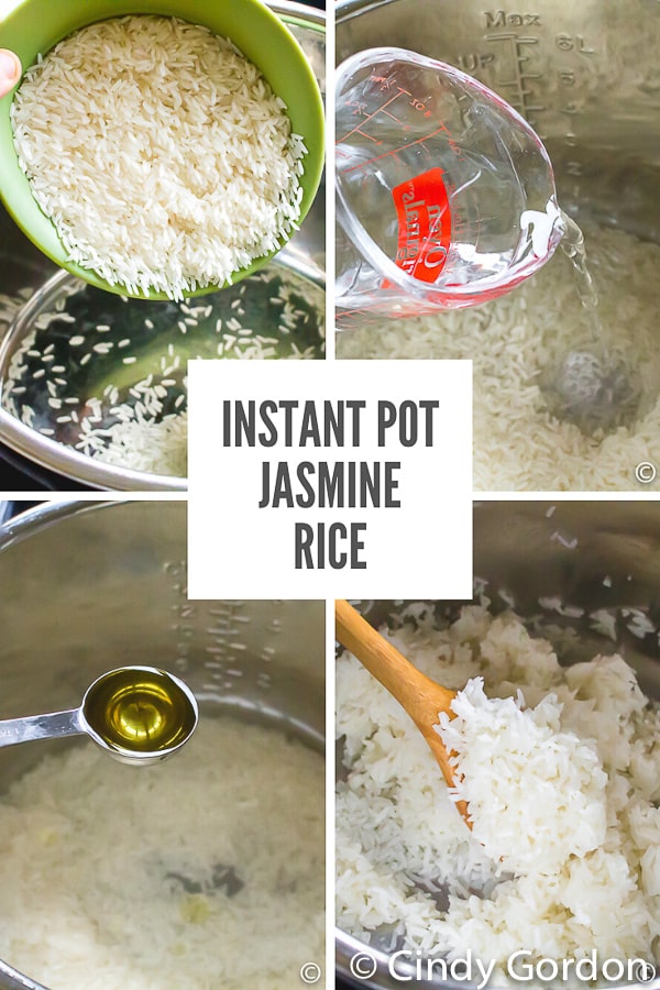 Instant Pot Jasmine Rice is the fastest way to make white rice! This 4-ingredient side dish is great solo or as a base for so many dishes. #instantpot #vegan #whiterice