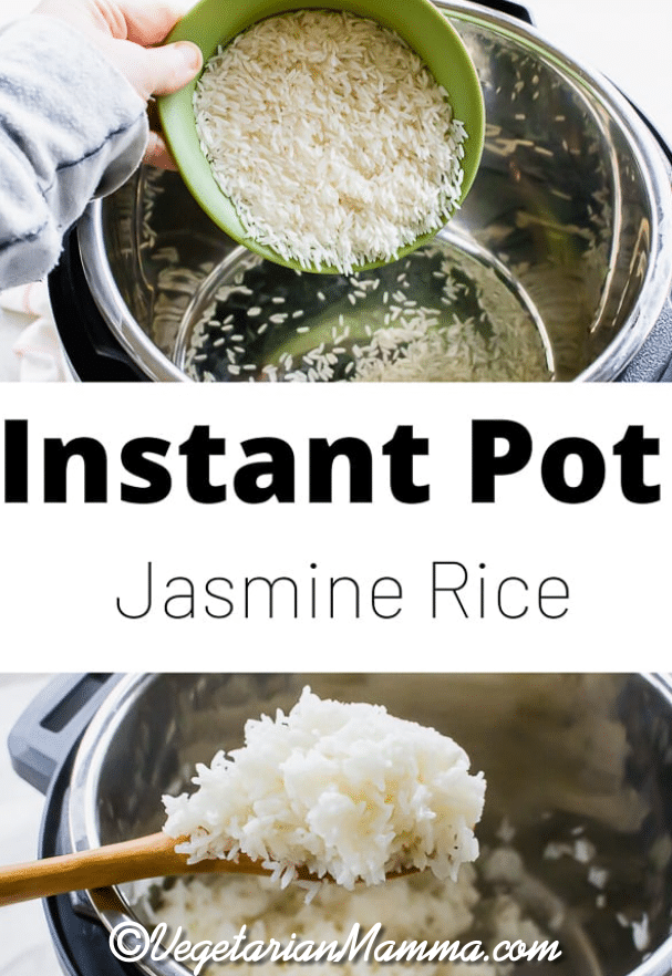 Stacked photos of Instant Pot Jasmine Rice with overlay text