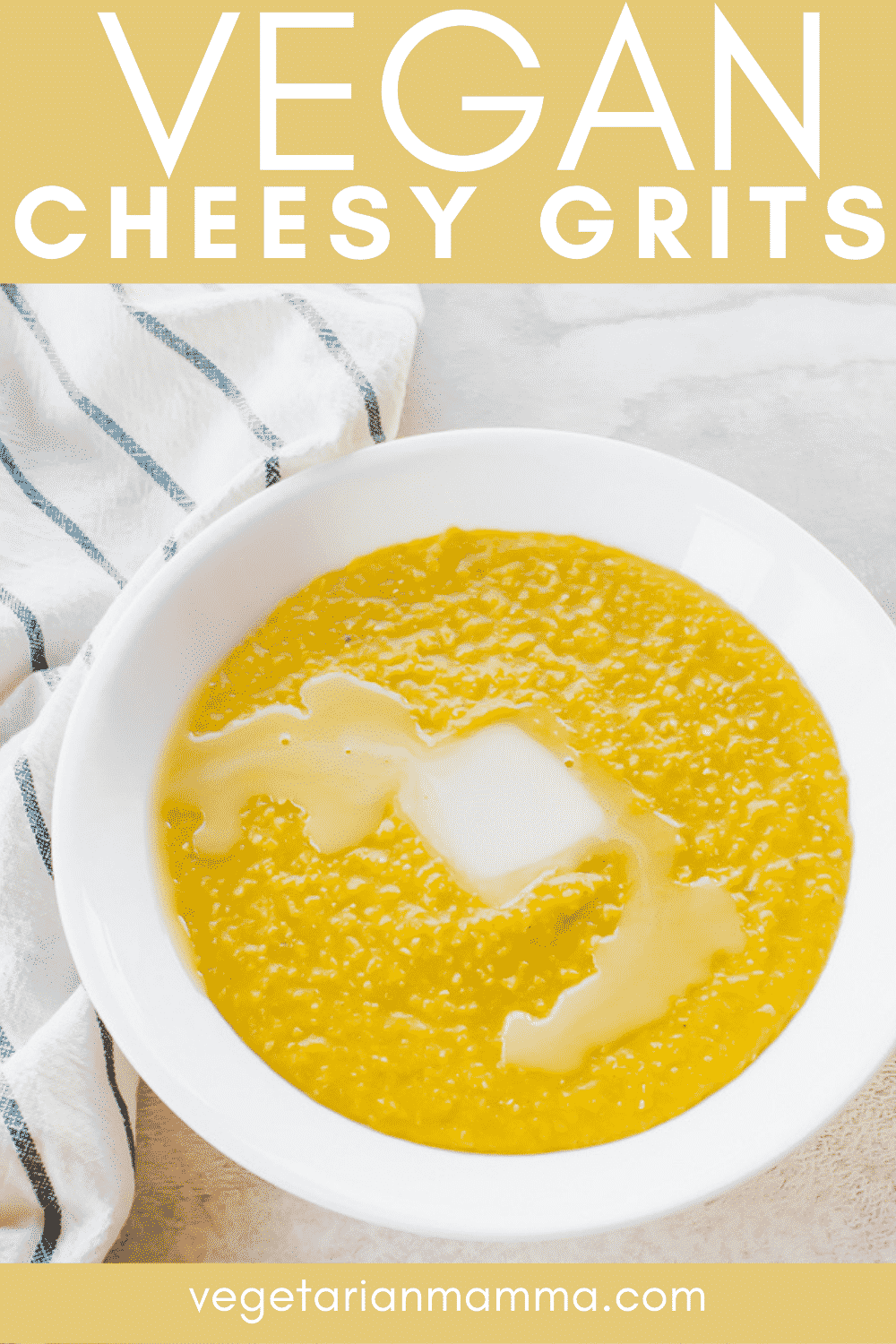 Vegan Grits are a super creamy side dish that's perfect for breakfast, lunch, or dinner! Dress up your next brunch with this 4-ingredient dish. #vegan #breakfast #brunch