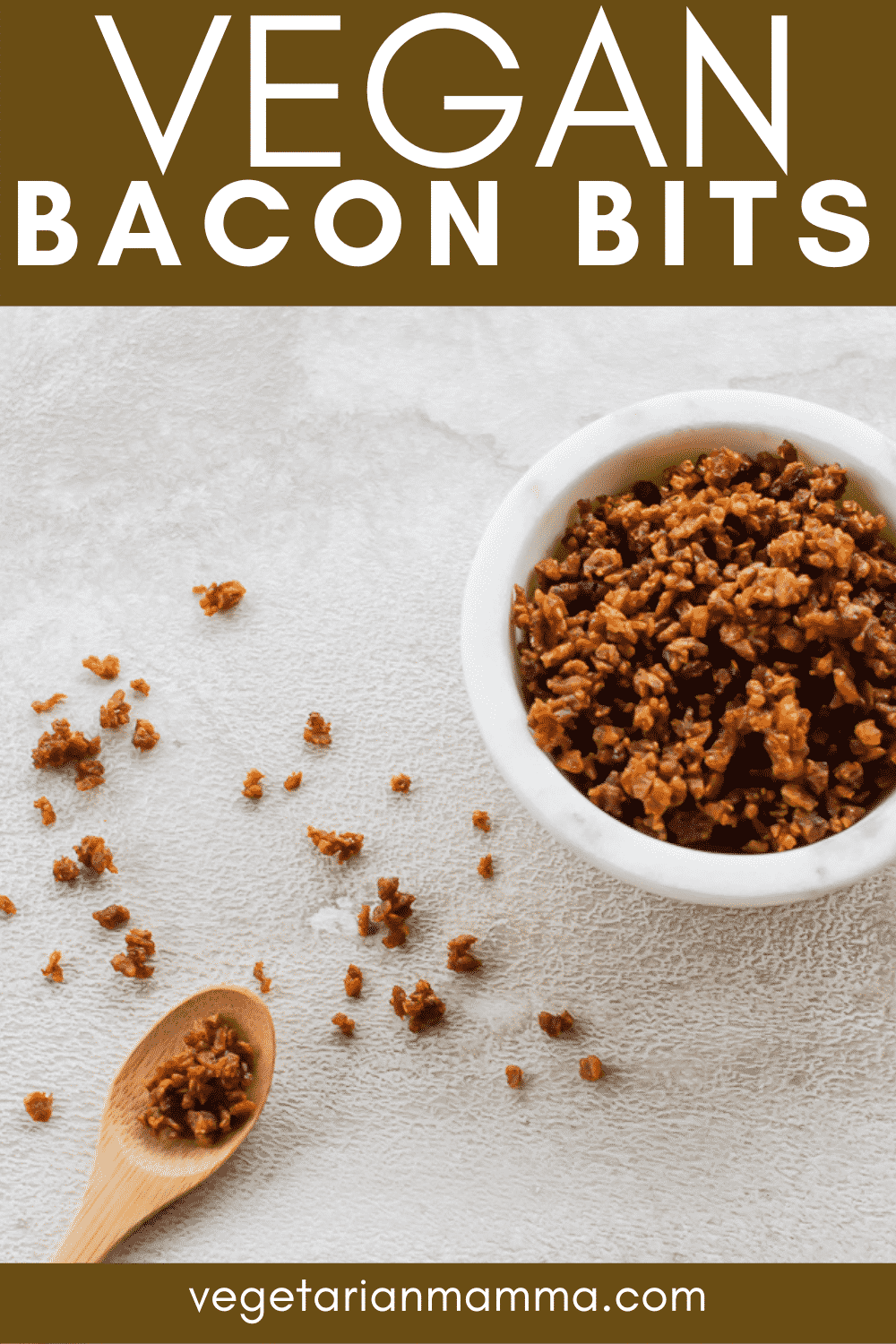 Vegan Bacon Bits are the perfect salty, smokey, sweet crunch! Add this meatless bacon to your favorite soup or salad. #vegan #bacon #soup #baconbits #veganbacon