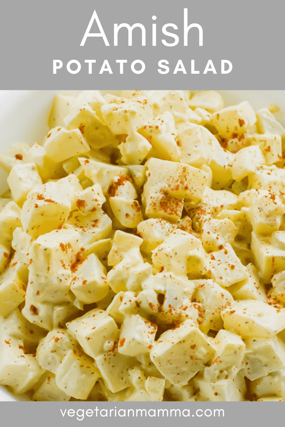 Amish Potato Salad is my favorite BBQ side dish! This is the best potato salad recipe with hard boiled eggs, onions, and celery wrapped in a sweet and tangy yellow mustard dressing. #bbq #easyrecipe #sidedish #amishpotatosalad #potatosalad