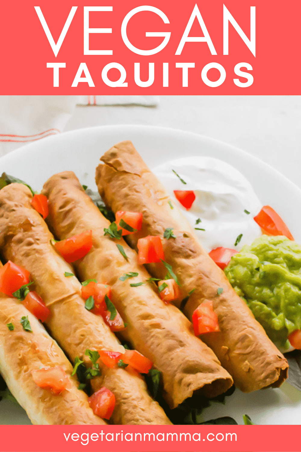 Vegan Taquitos are the crispiest rolled taco! Stuff these baked tortillas with your favorite taco toppings and Beyond Meat. #mexicannight #tacotuesday