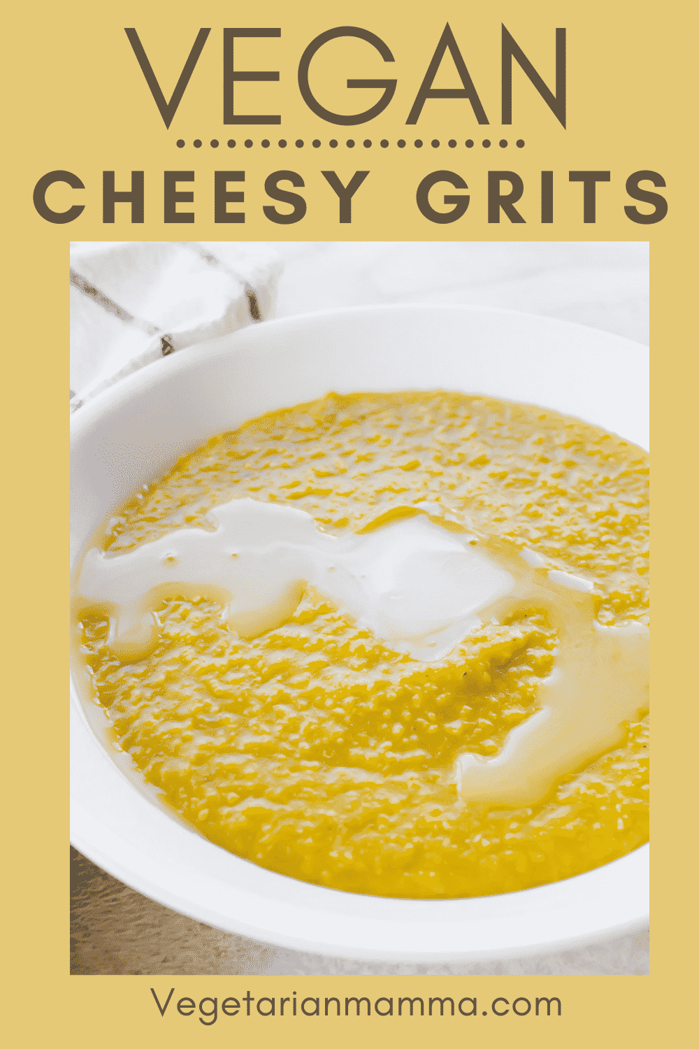 Vegan Grits are a super creamy side dish that's perfect for breakfast, lunch, or dinner! Dress up your next brunch with this 4-ingredient dish. #vegan #breakfast #brunch