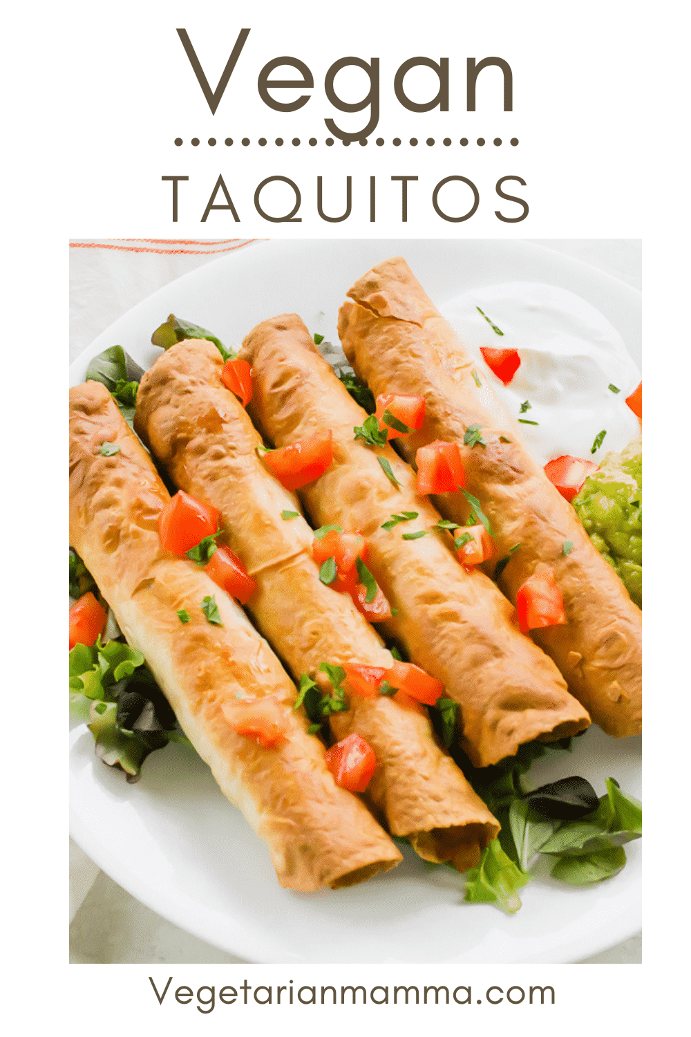 Vegan Taquitos are the crispiest rolled taco! Stuff these baked tortillas with your favorite taco toppings and Beyond Meat. #mexicannight #tacotuesday