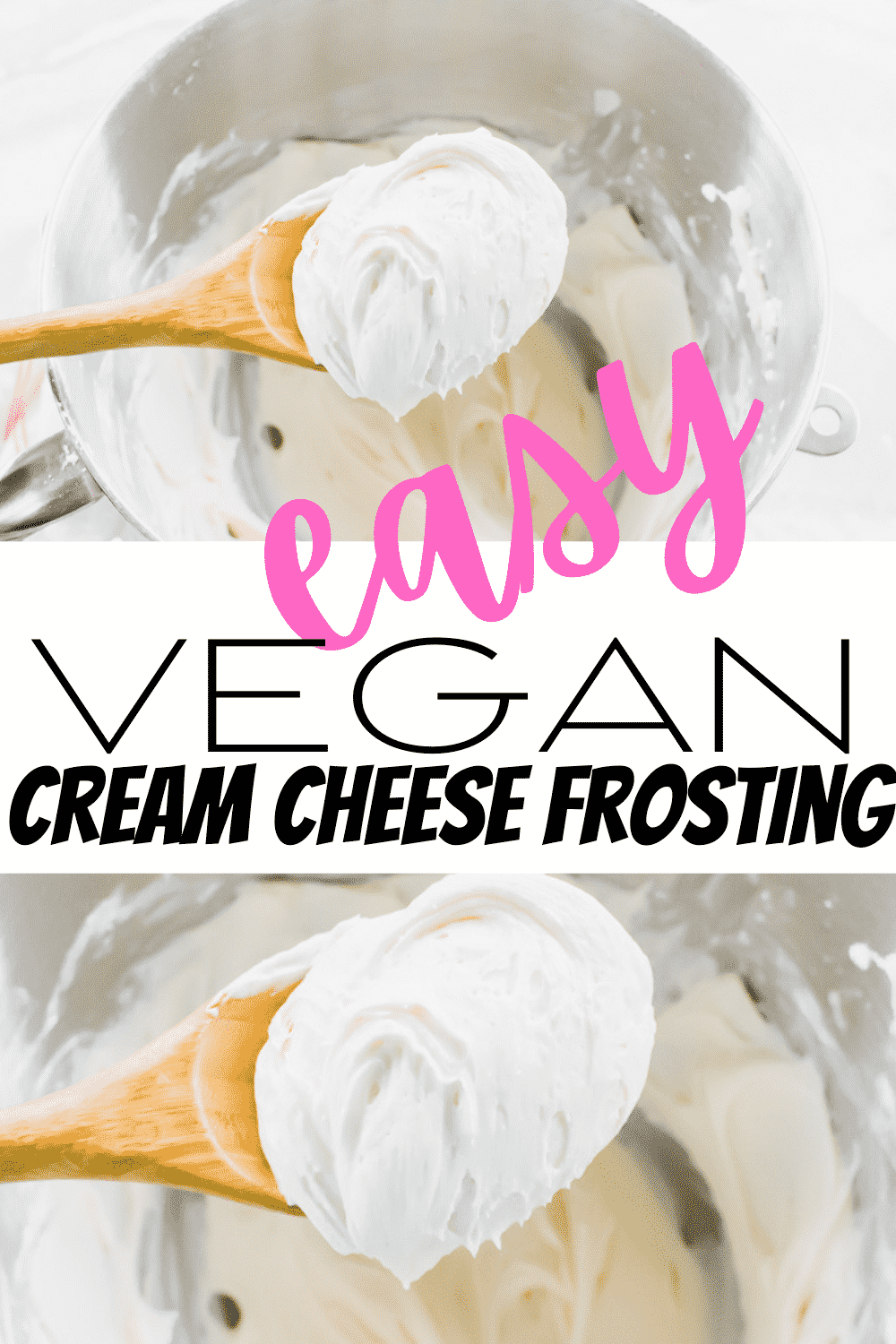 Vegan Cream Cheese Frosting is the most simple dairy-free #dessert! Add this 4-ingredient frosting to your favorite vegan cake, cookies, or donuts. #vegandessert #dairyfree #veganfrosting