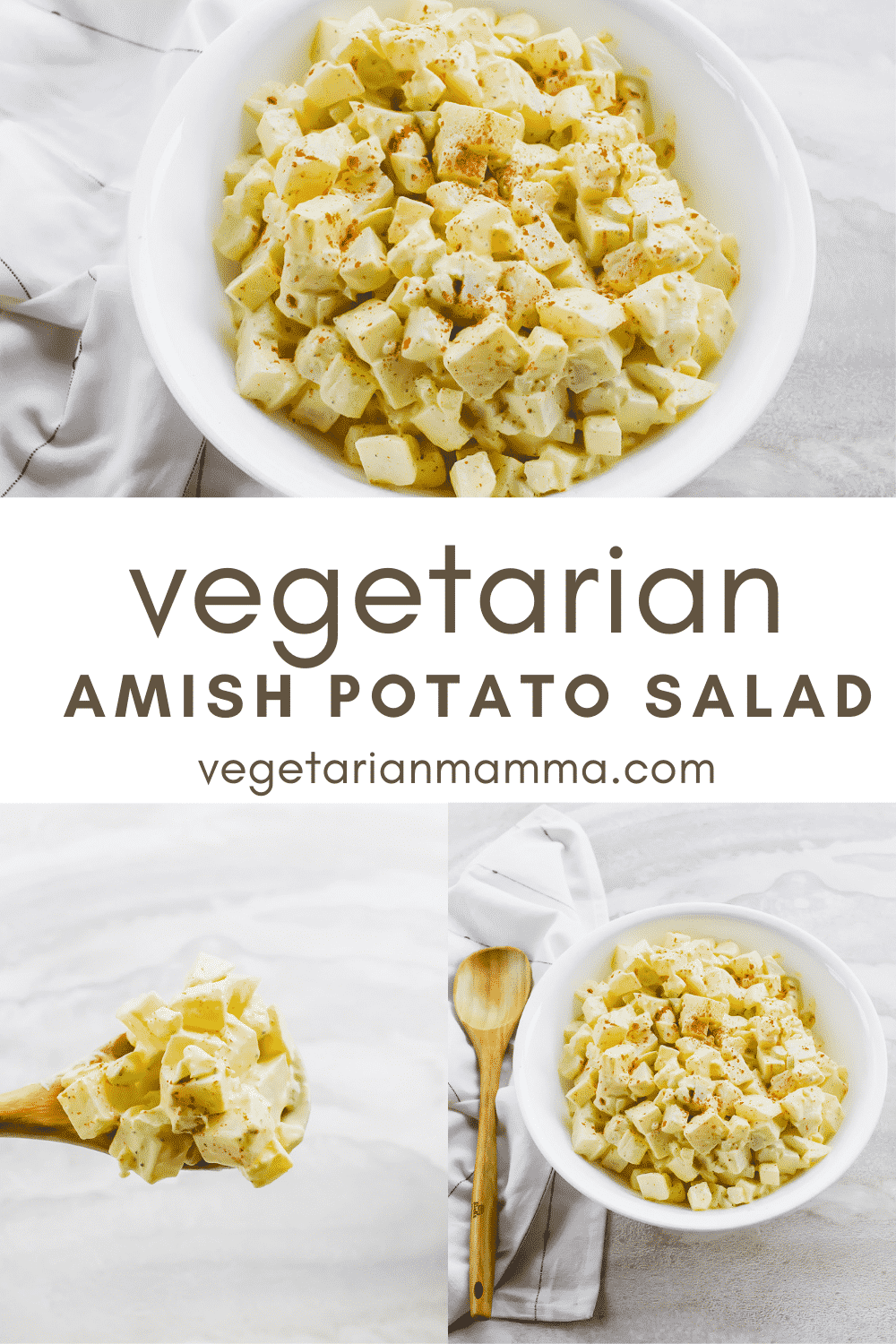 Amish Potato Salad is my favorite BBQ side dish! This is the best potato salad recipe with hard boiled eggs, onions, and celery wrapped in a sweet and tangy yellow mustard dressing. #bbq #easyrecipe #sidedish #amishpotatosalad #potatosalad