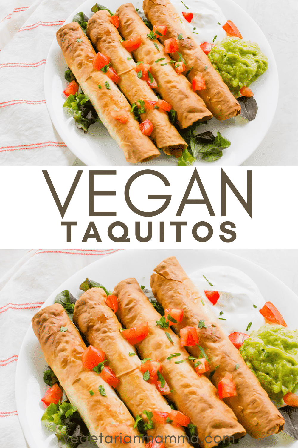 Vegan Taquitos are the crispiest rolled taco! Stuff these baked tortillas with your favorite taco toppings and Beyond Meat. #mexicannight #tacotuesday