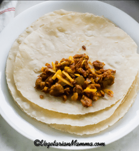 spooned on beyond meat mixture onto tortillas