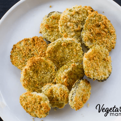 Air Fryer Fried Pickles on a white plate.