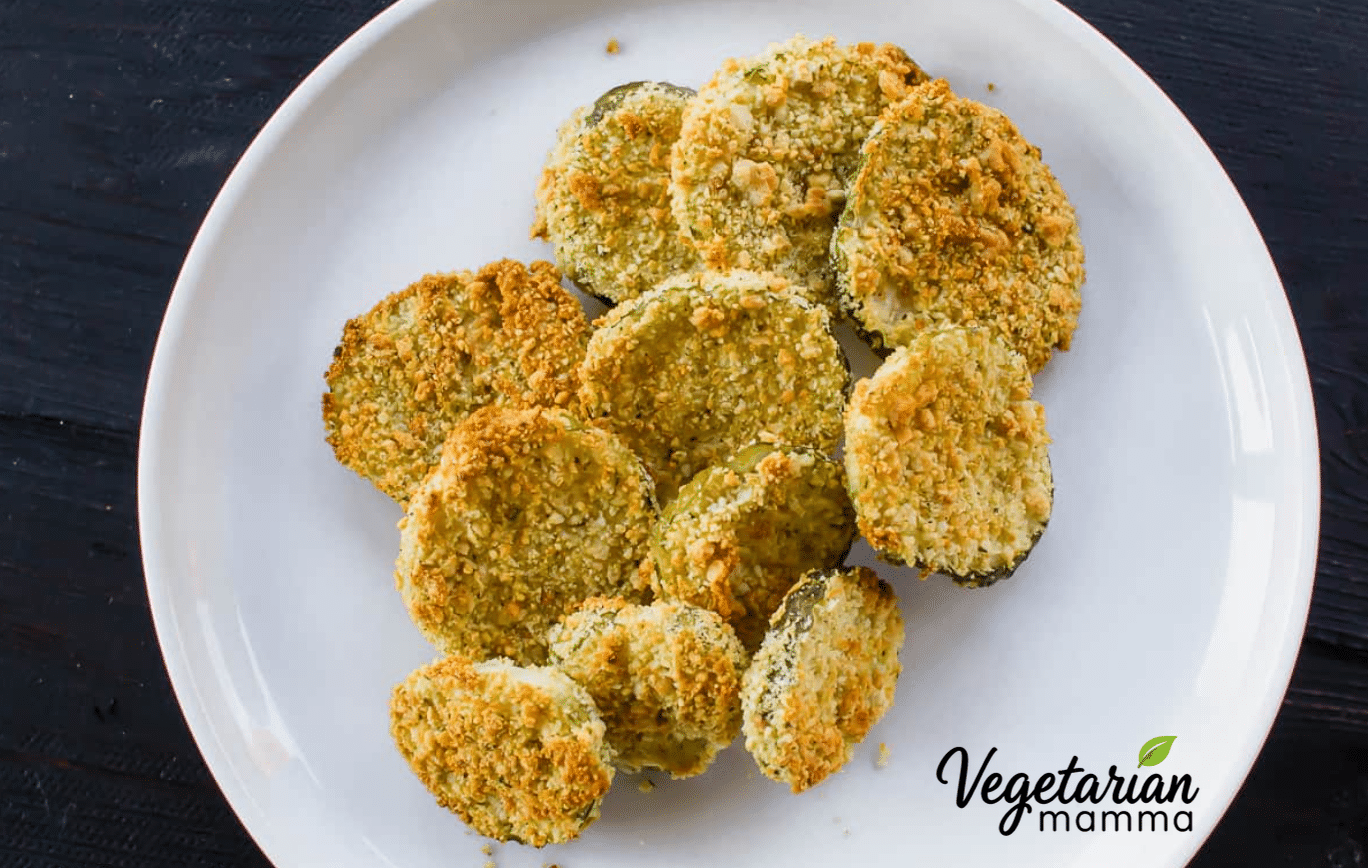 Air Fryer Fried Pickles on a white plate.