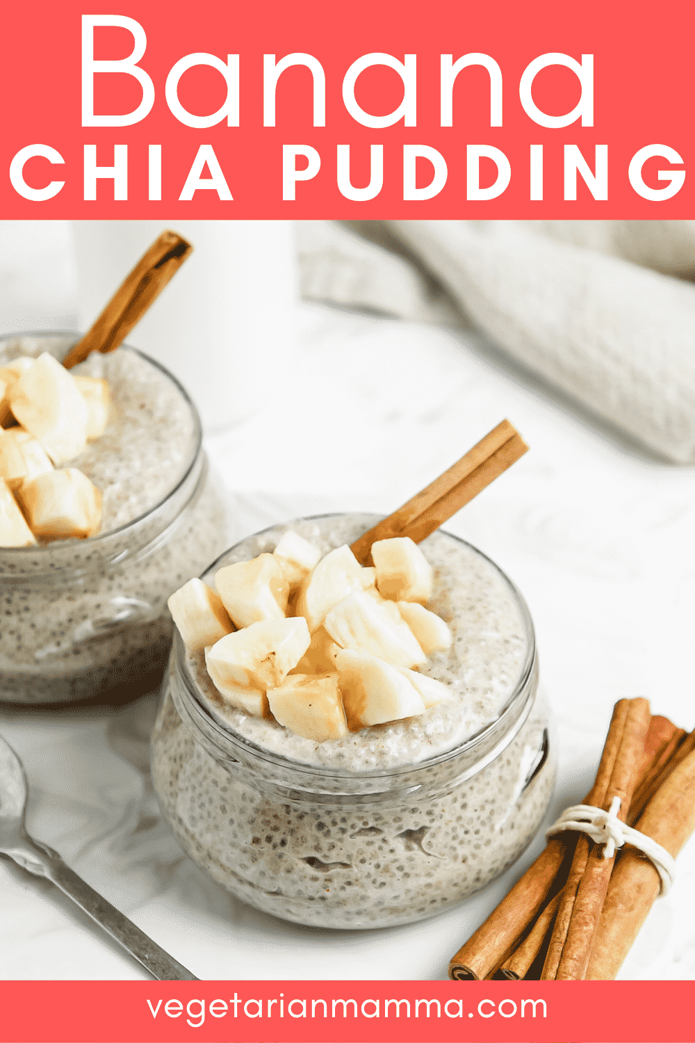 Banana Chia Pudding is the healthiest meal prep breakfast ever! Banana pudding lovers will rave over this creamy vegan pudding with chia seeds, mashed bananas, and coconut milk.