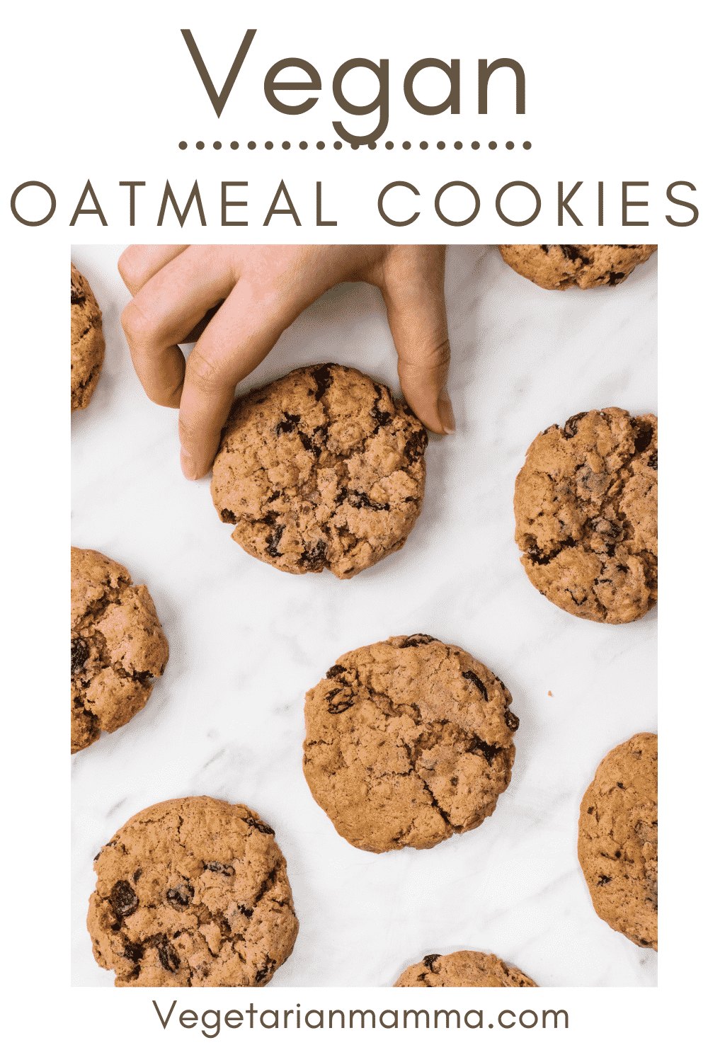 These Vegan Oatmeal Cookies are totally gluten free and a great Celiac snack! They're super easy to whip together with gluten-free rolled oats, yummy raisins, and a pinch of cinnamon.