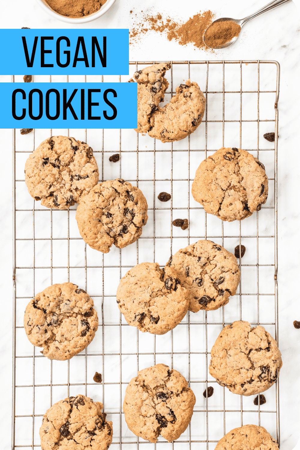 These Vegan Oatmeal Cookies are totally gluten free and a great Celiac snack! They're super easy to whip together with gluten-free rolled oats, yummy raisins, and a pinch of cinnamon.