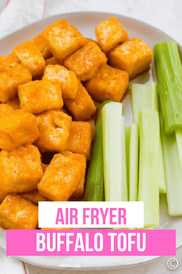 Buffalo Tofu is the spicy, tangy tofu recipe your family will love! Make your own Buffalo sauce with just 4 ingredients to coat this crispy air fryer tofu that's ready in less than 30 minutes.