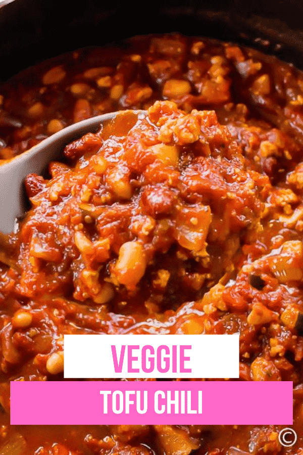 Hearty Tofu Chili is the best vegan comfort food. You can make this chili recipe in less than an hour with tons of succulent veggies and protein-packed beans. #vegansoup #veganrecipes