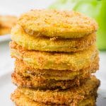 stacked golden brown bread air fryer fried green tomatoes