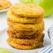 stacked golden brown bread air fryer fried green tomatoes