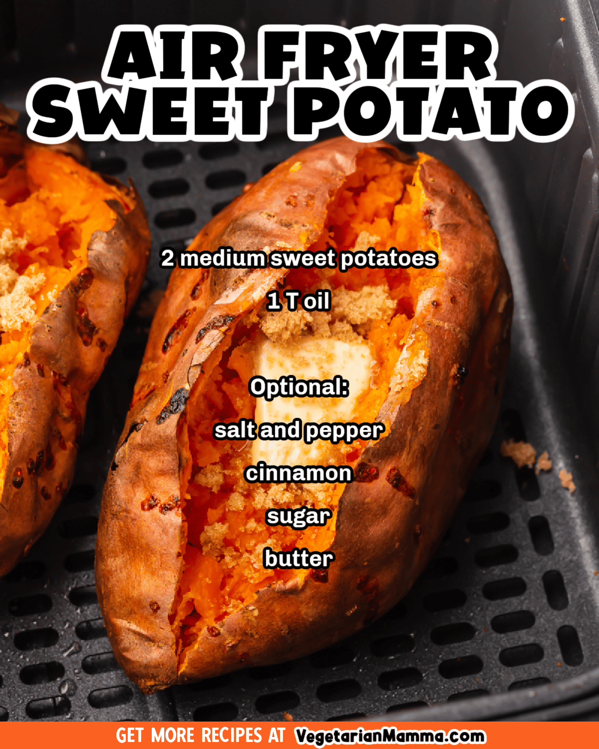 Air Fryer Baked Sweet Potato is a delicious side dish to compliment any meal. Just pop into the air fryer and they will be ready in no time. #airfryer #sweetpotato