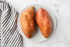 2 sweet potatoes on plate