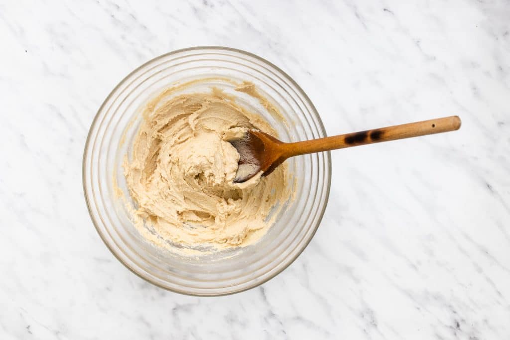 clear bowl with creamed vegan butter
