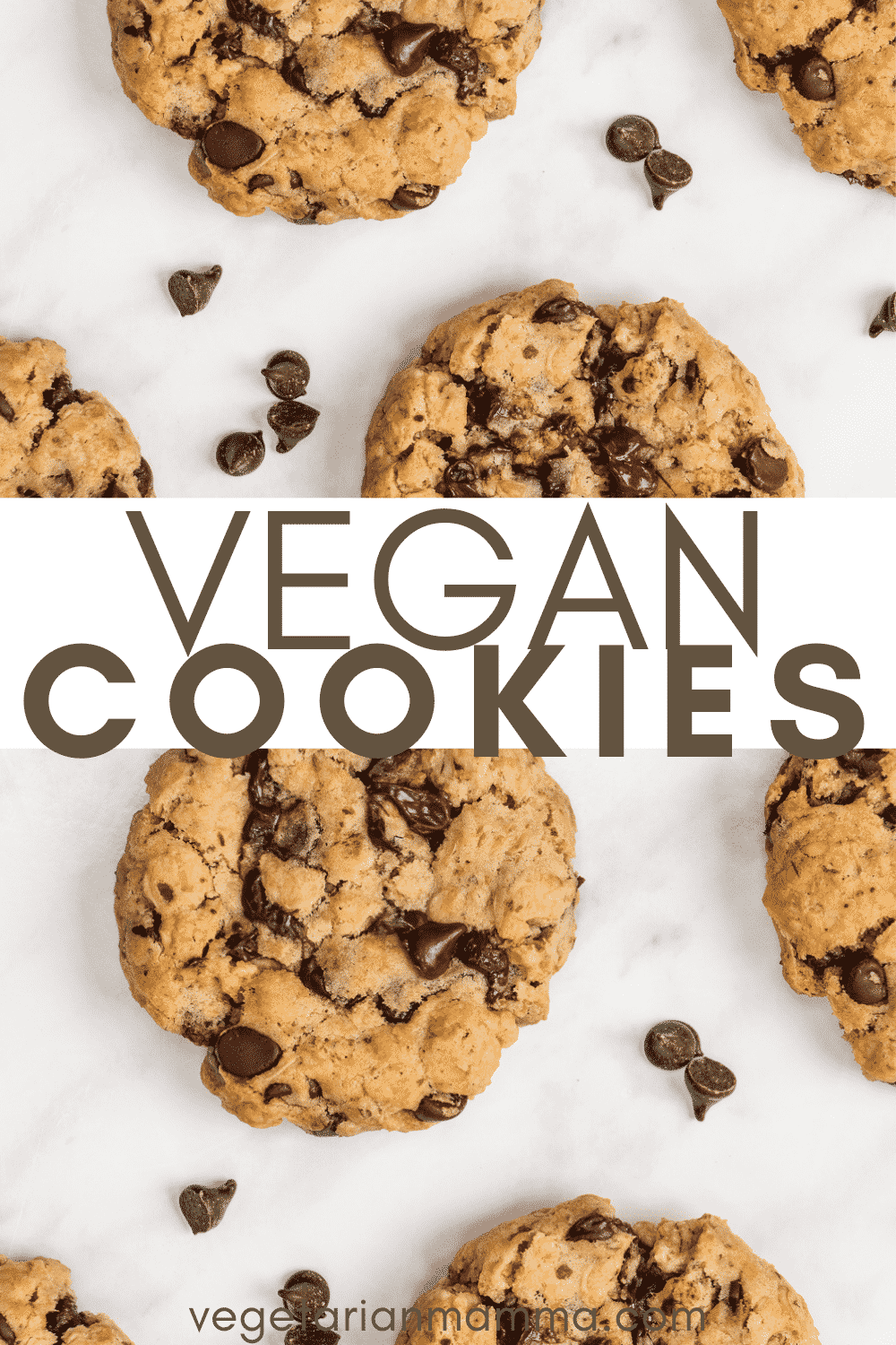 Vegan Oatmeal Chocolate Chip Cookies are chewy, soft, and packed with chocolate! These are truly the best gluten-free cookies. #glutenfreecookies #vegandessert