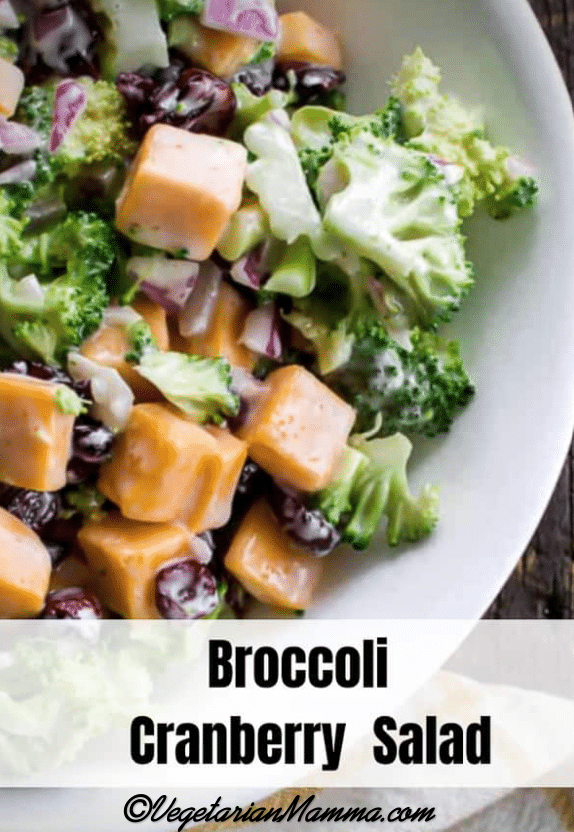 Broccoli Cranberry Salad in a white bowl