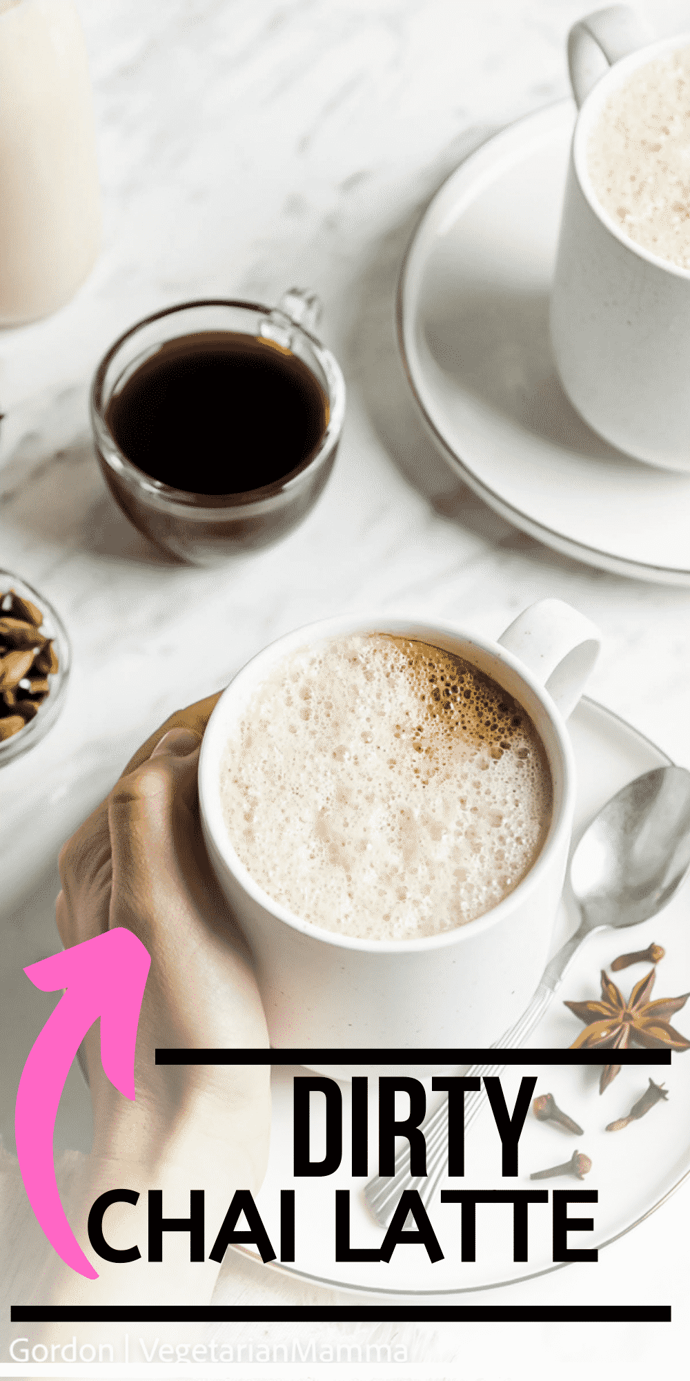 The Dirty Chai Latte is a popular drink that is served up at many coffee shops. We've created a vegan Dirty Chai Latte Starbucks CopyCat recipe that you can make at home for a fraction of the price!