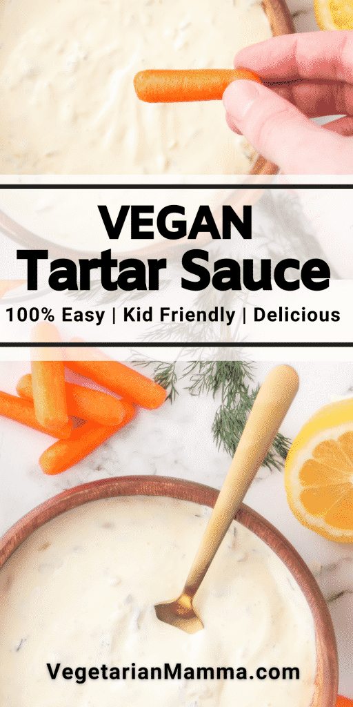 photo collage of two tartar sauce photos with a text overlay.