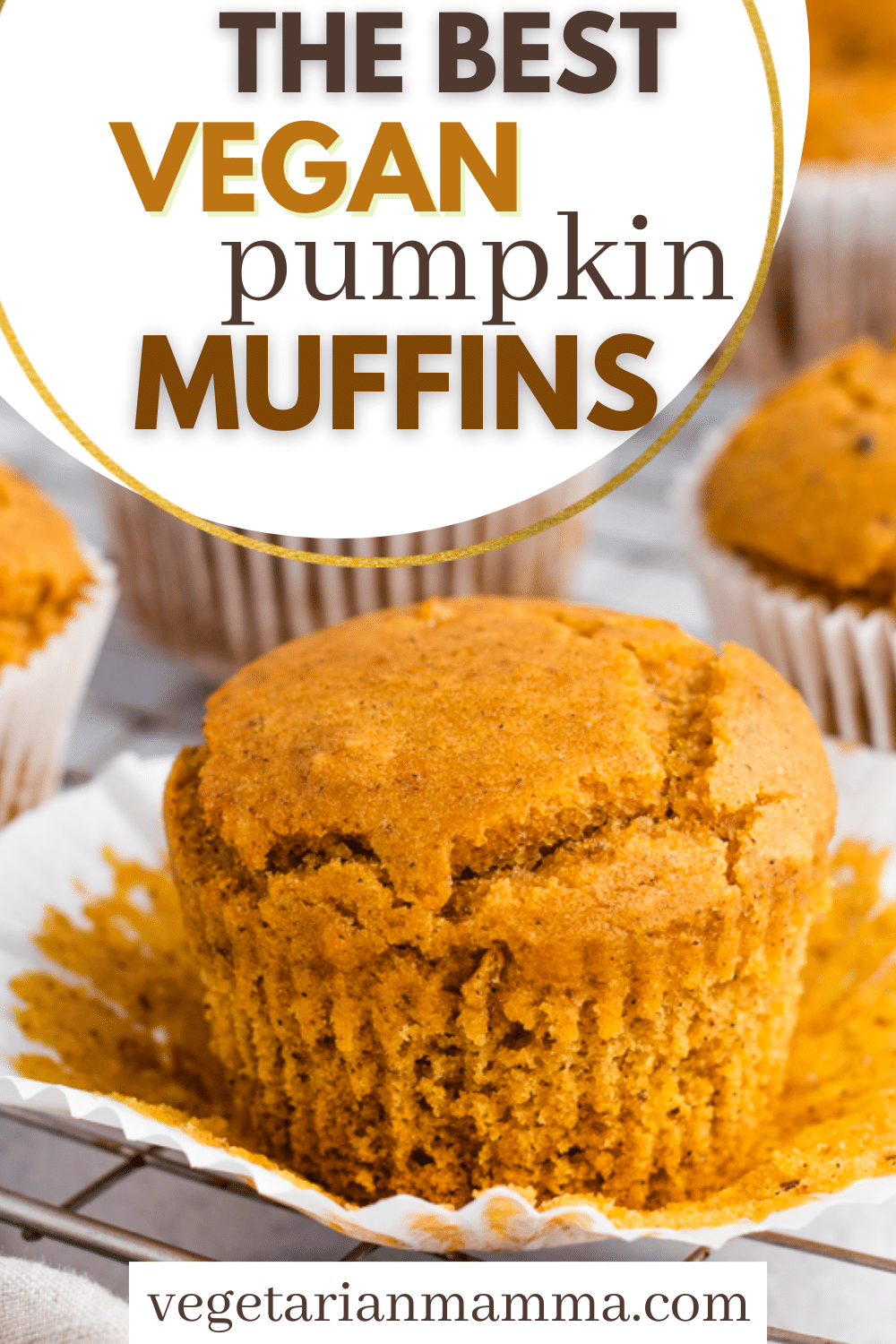 Vegan Pumpkin Muffins are the best fall breakfast! You'll be craving these easy-to-make sweet pumpkin spice muffins all year long. Perfect for meal prep.