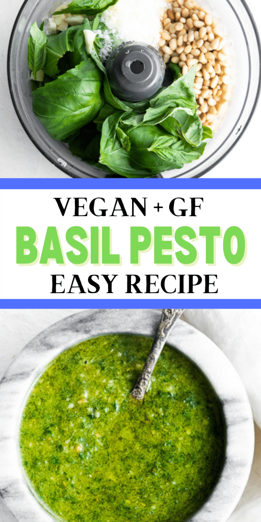 basil pesto images with text overlay