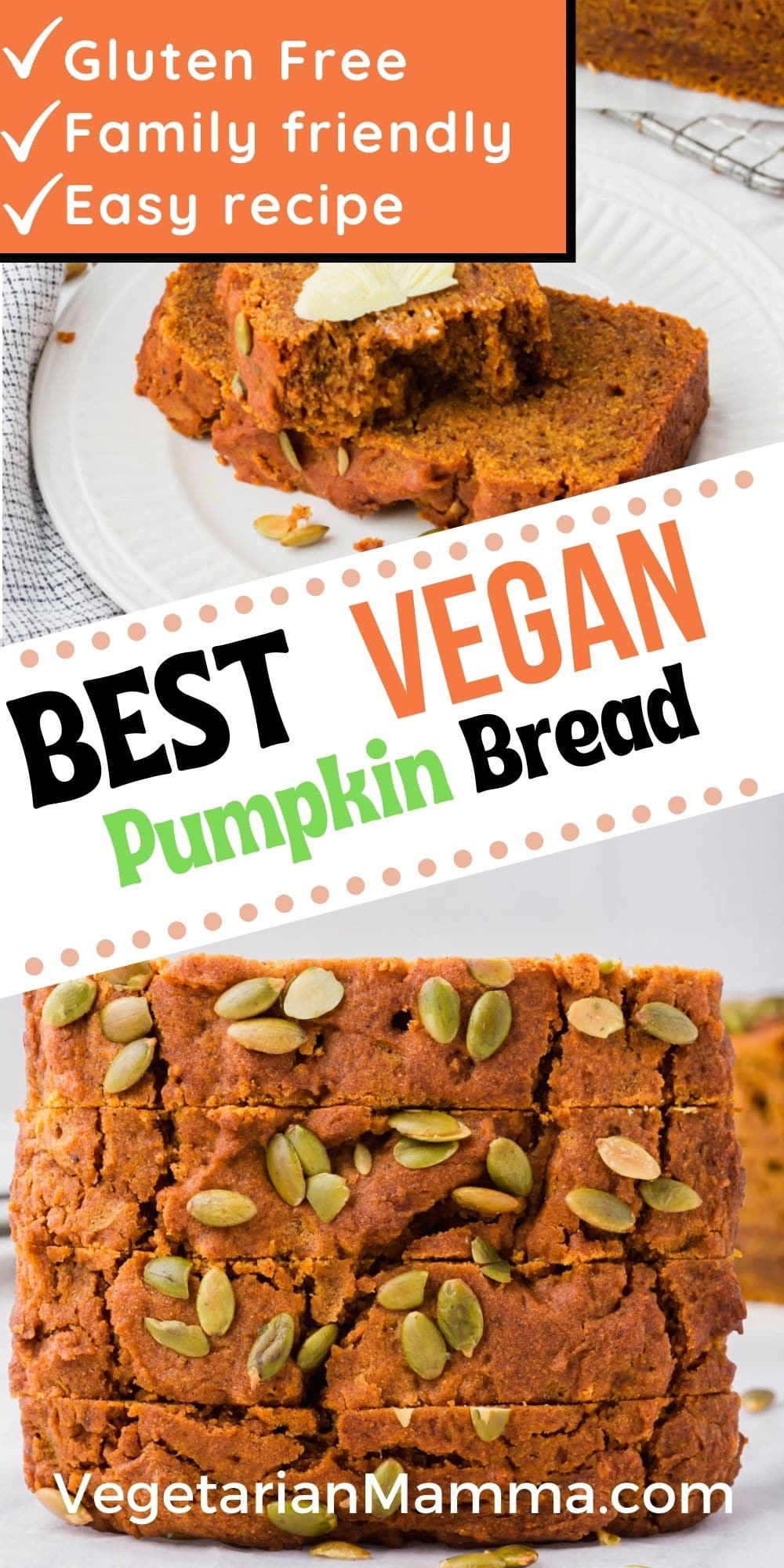 Vegan Pumpkin Bread is a quick and easy gluten-free bread that everyone will love for fall! If you miss Starbucks pumpkin bread, you won't with this delicious vegan recipe.