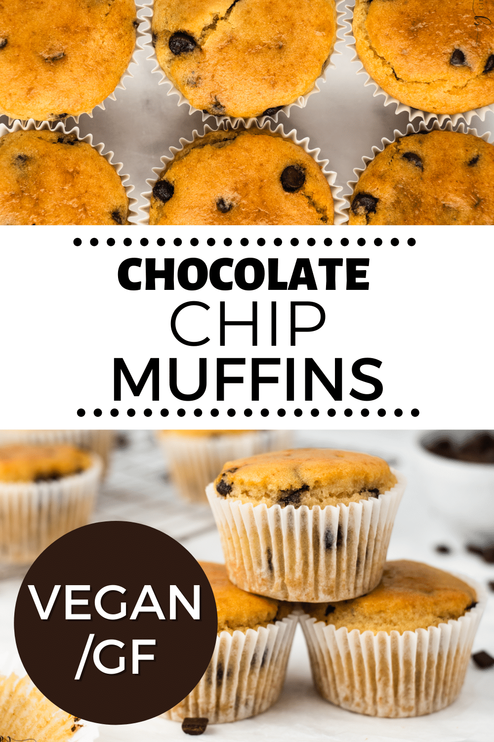 Vegan Chocolate Chip Muffins are the slightly sweet breakfast treat you need! These gluten-free muffins are perfectly moist and super delicious in just half an hour. Perfect for meal prep.
