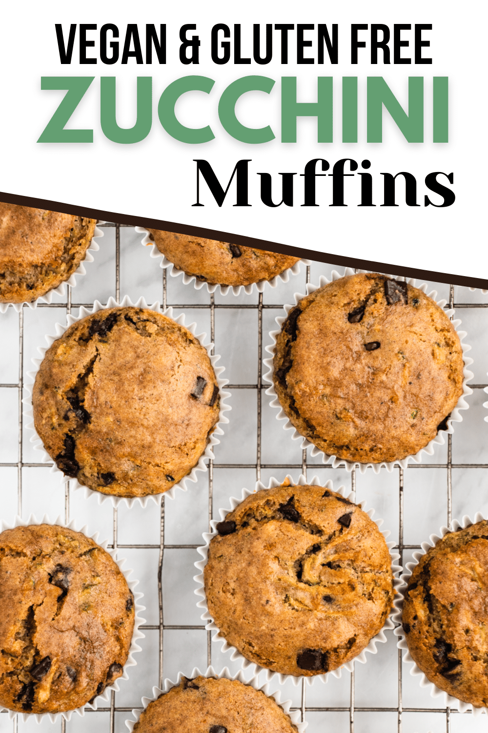 Vegan Zucchini Muffins are perfectly spiced for an easy breakfast treat! They're gluten free, packed with protein, and slightly sweet with bursts of dark chocolate.