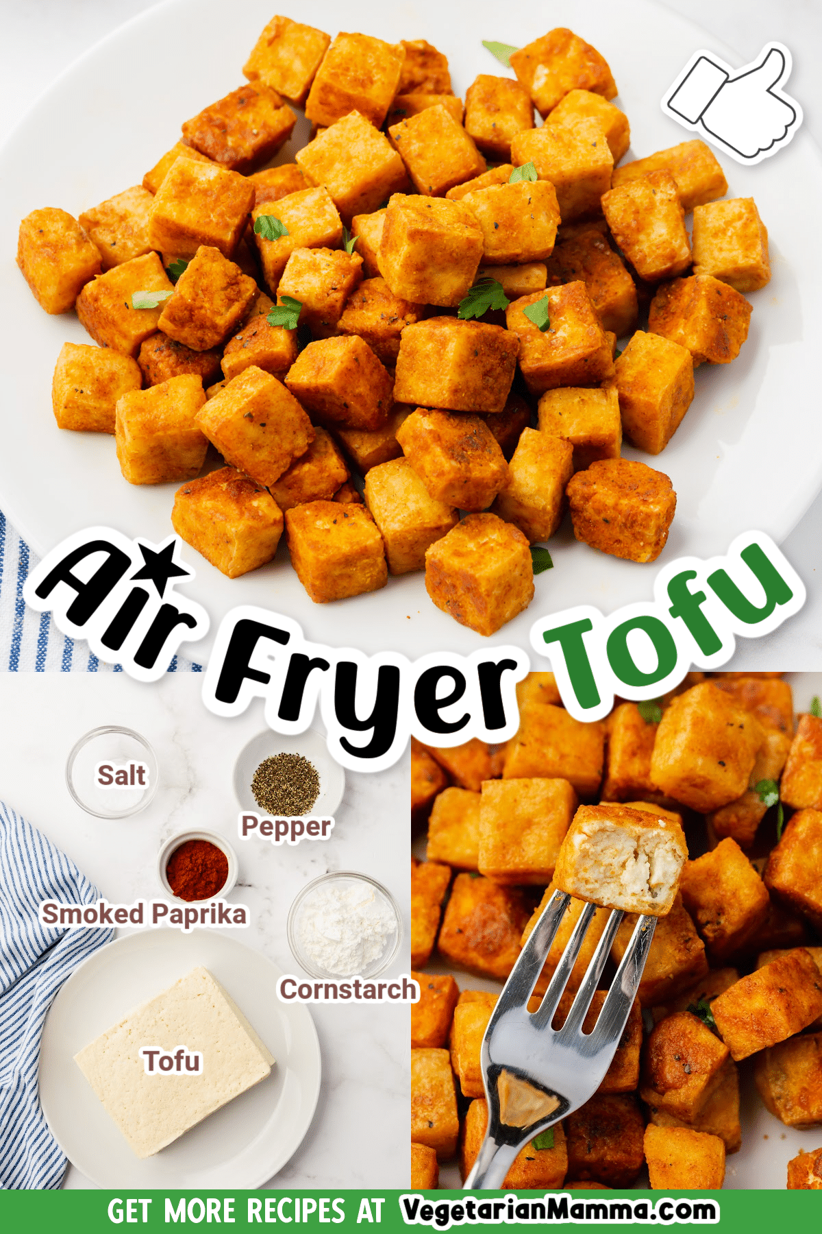 Air Fryer Tofu is a delicious recipe and a simple method for getting a crunchy outside and a soft light inside for all your airfryer tofu bites. #airfryer #tofu