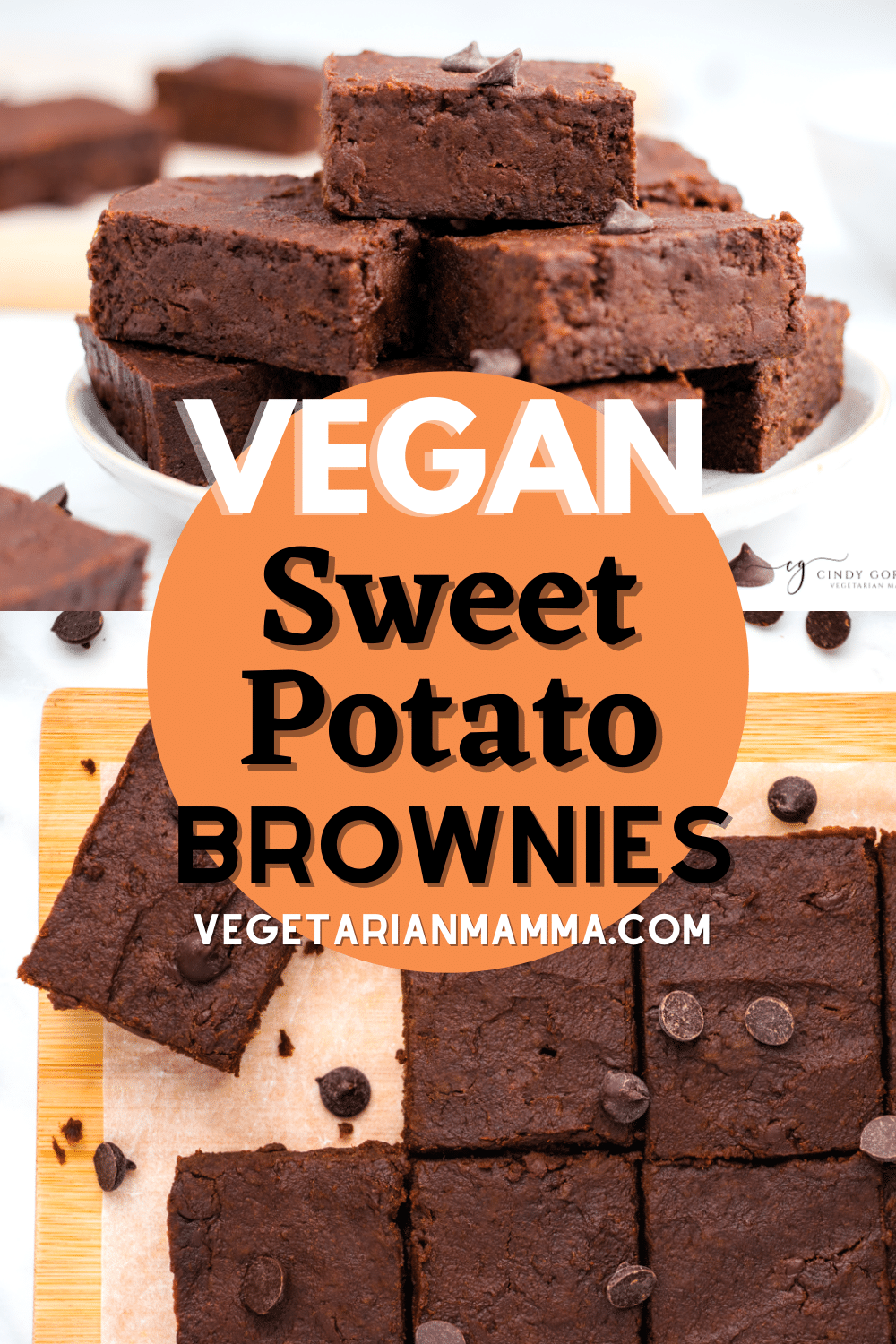 Sweet Potato Brownies are chocolatey, moist, and totally vegan! This decadent dessert recipe is so easy to make and packed with natural ingredients and tons of chocolate chips.