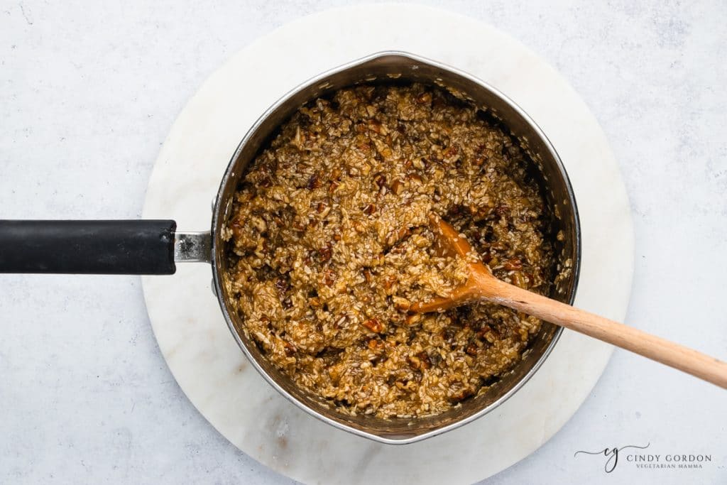 german chocolate filling in a pan