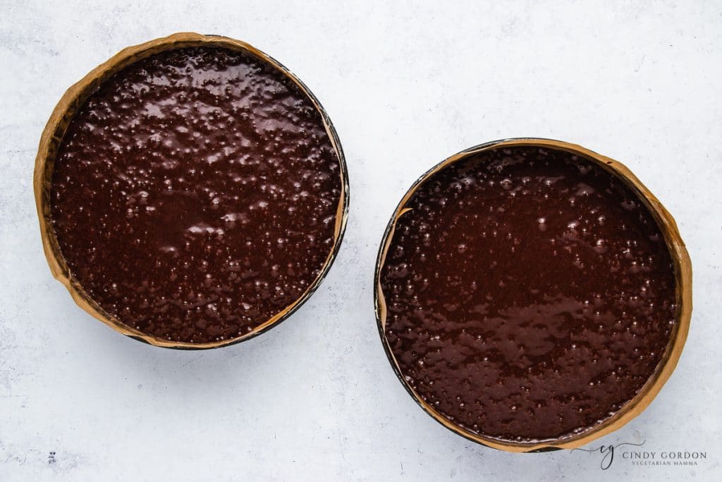 two german chocolate cakes, baked.