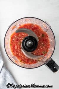 While the fritters bake, use a food processor to make the salsa. Add all ingredients and blend until your desired smoothness.