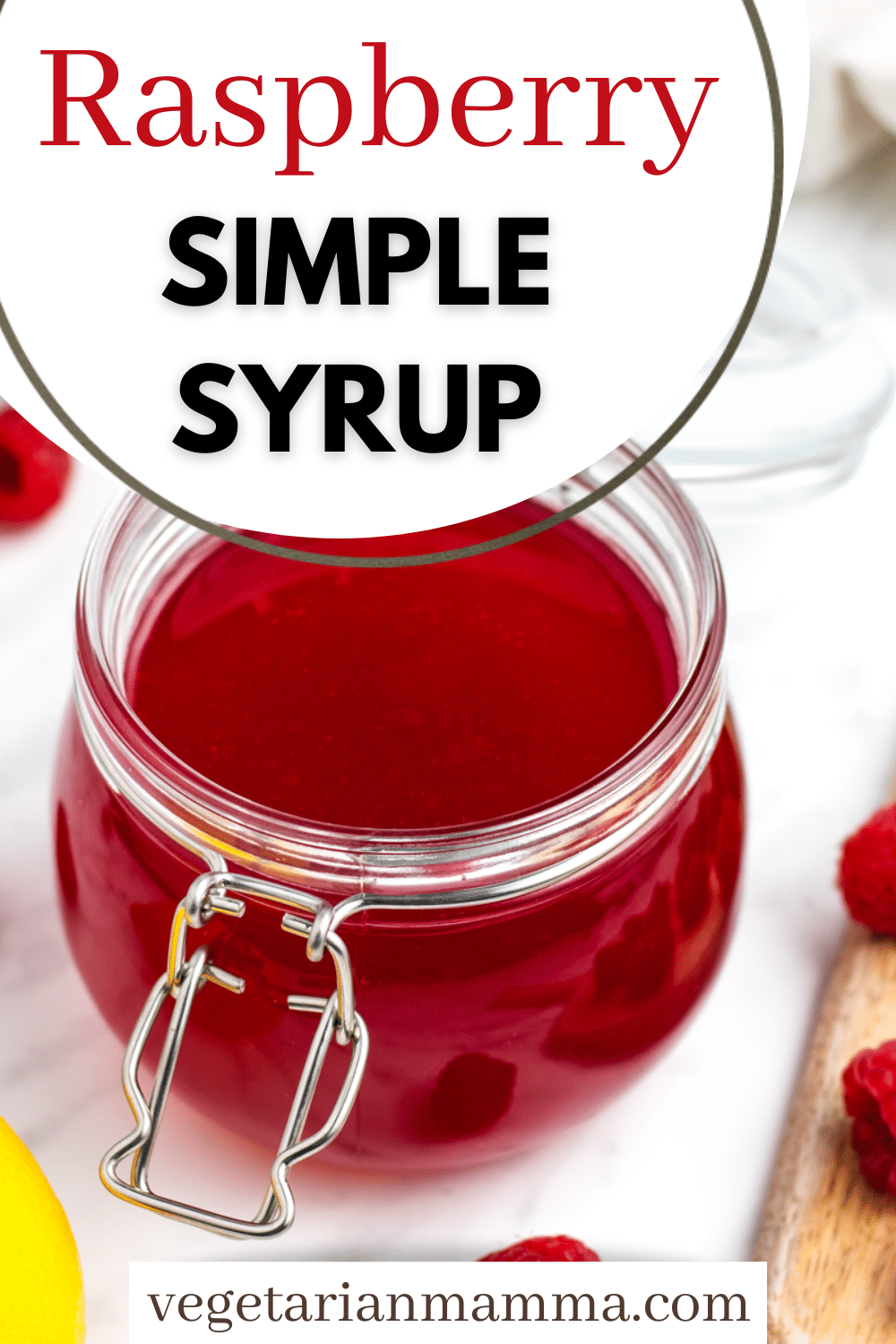 Homemade Raspberry Simple Syrup is made with 4 simple ingredients, and ready in just a few minutes. Pour it over ice cream or add it to ice tea, lemonade, or your favorite cocktails!