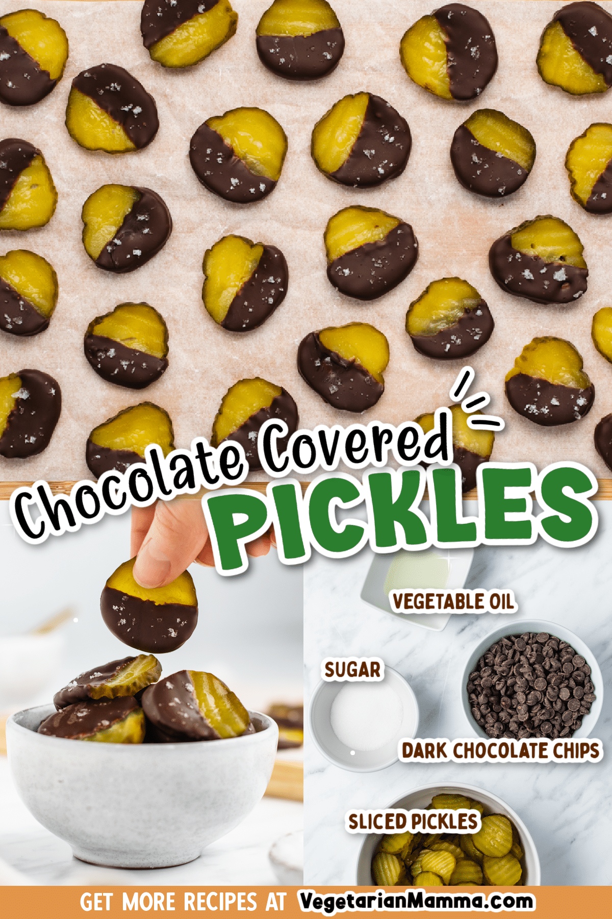 Chocolate Covered Pickles are a unique food combination that is oddly so delicious. This unusual sweet and salty combo will become your new obsession.  | pickles | chocolate | chocolate covered | vegan snack | sweet and salty