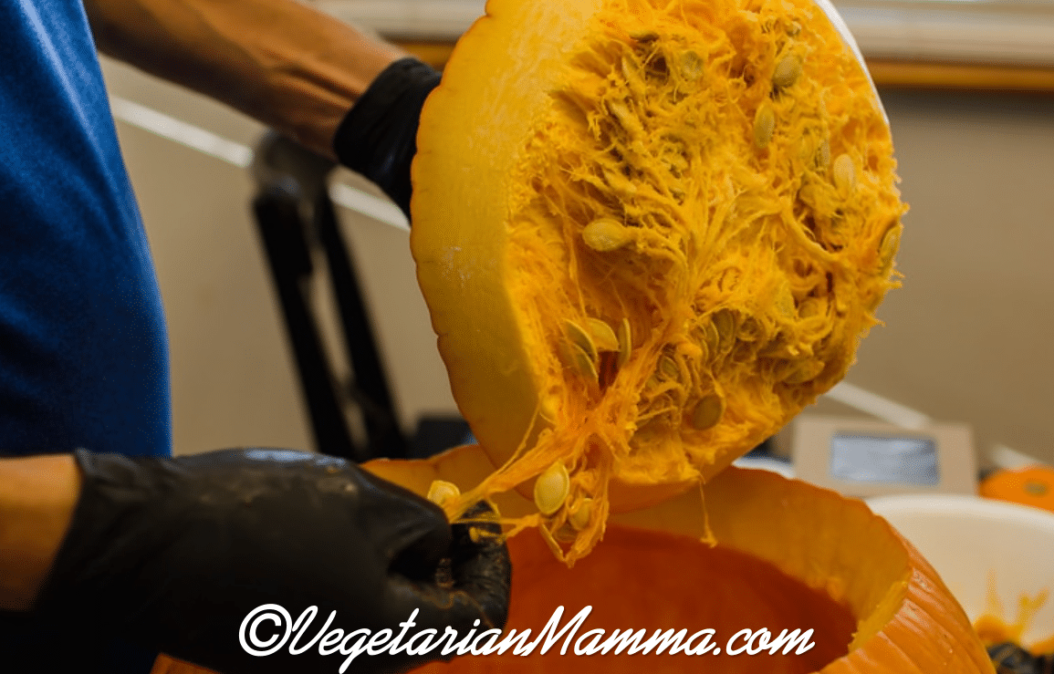 Air Fryer Pumpkin Seeds removing seeds from pumpkin