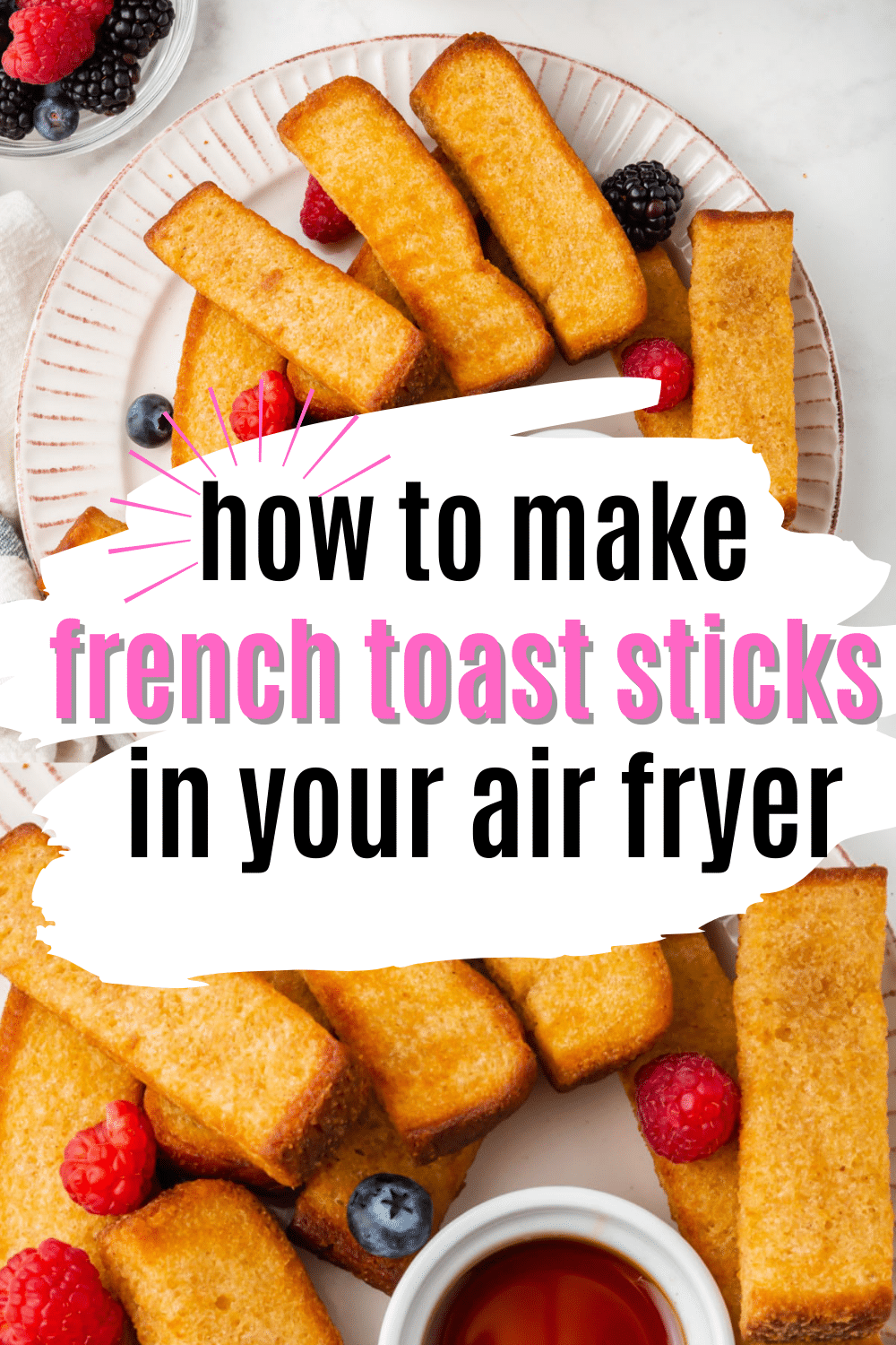 Breakfast time is going to get a whole lot easier when you starting making Frozen French Toast Sticks in Air Fryer! Let your air fryer do the work, while you sip your morning coffee! | air fryer breakfast | frozen foods in air fryer | French toast in air fryer