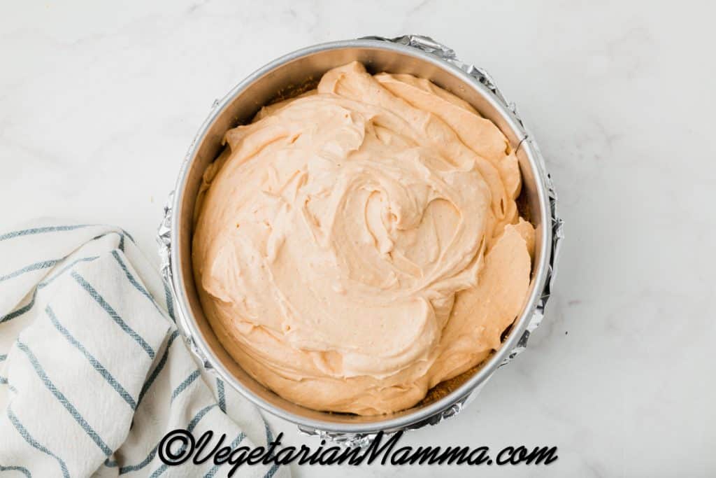 Add the coconut cream, pumpkin puree, granulated sugar, cornstarch, pumpkin pie spice, vanilla extract, and lemon juice. Mix until smooth.