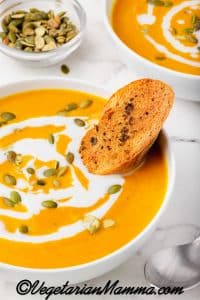 To serve, drizzle with additional coconut milk and sprinkle with salted pepitas. Serve with toasted gluten-free baguette slices.