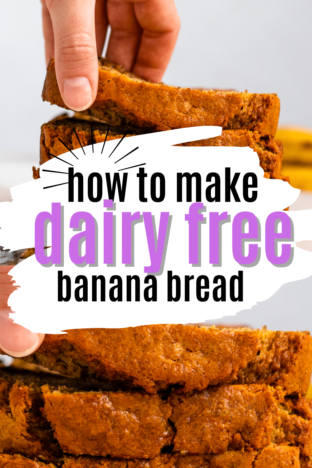 This dairy free banana bread is a dairy-free twist of the classic. You will not miss dairy in this recipe, it is the perfect blend of moist but not too dense! Our dairy free banana bread is also gluten-free and vegan!