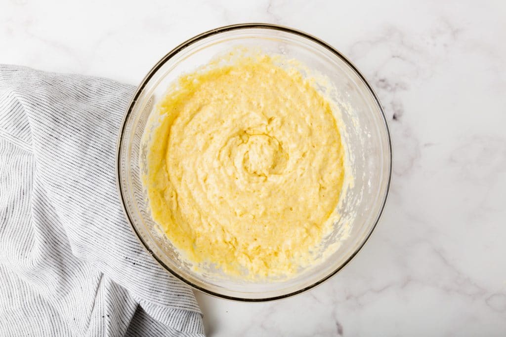 yelllow liquid and flour mixed together