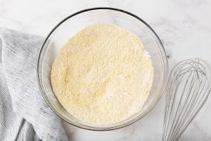 flour ingredients sifted together in a glass bowl