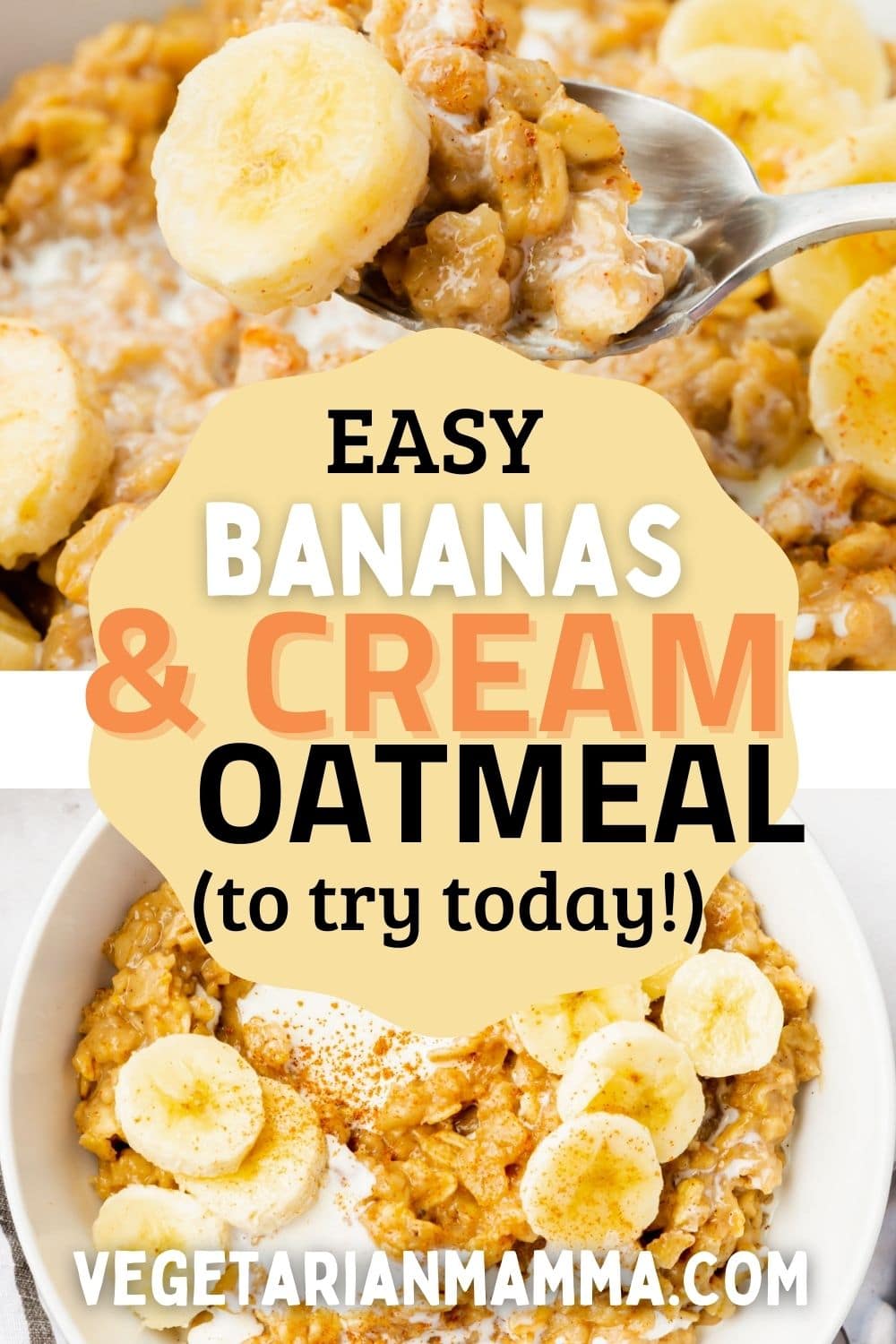 This Bananas and Cream Oatmeal is a quick and easy homemade breakfast the entire family will love! Simple ingredients coming together to make a ridiculously delicious breakfast. | Easy Breakfast Recipe | Oatmeal Recipe |Banana Oatmeal Recipe | Kid Friendly Breakfast